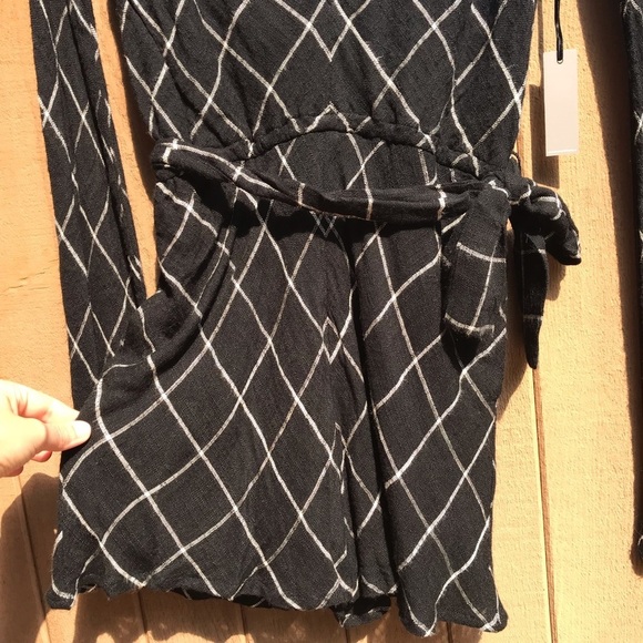 Lovers+Friends Chateau Romper in Black&White Check - Picture 5 of 12